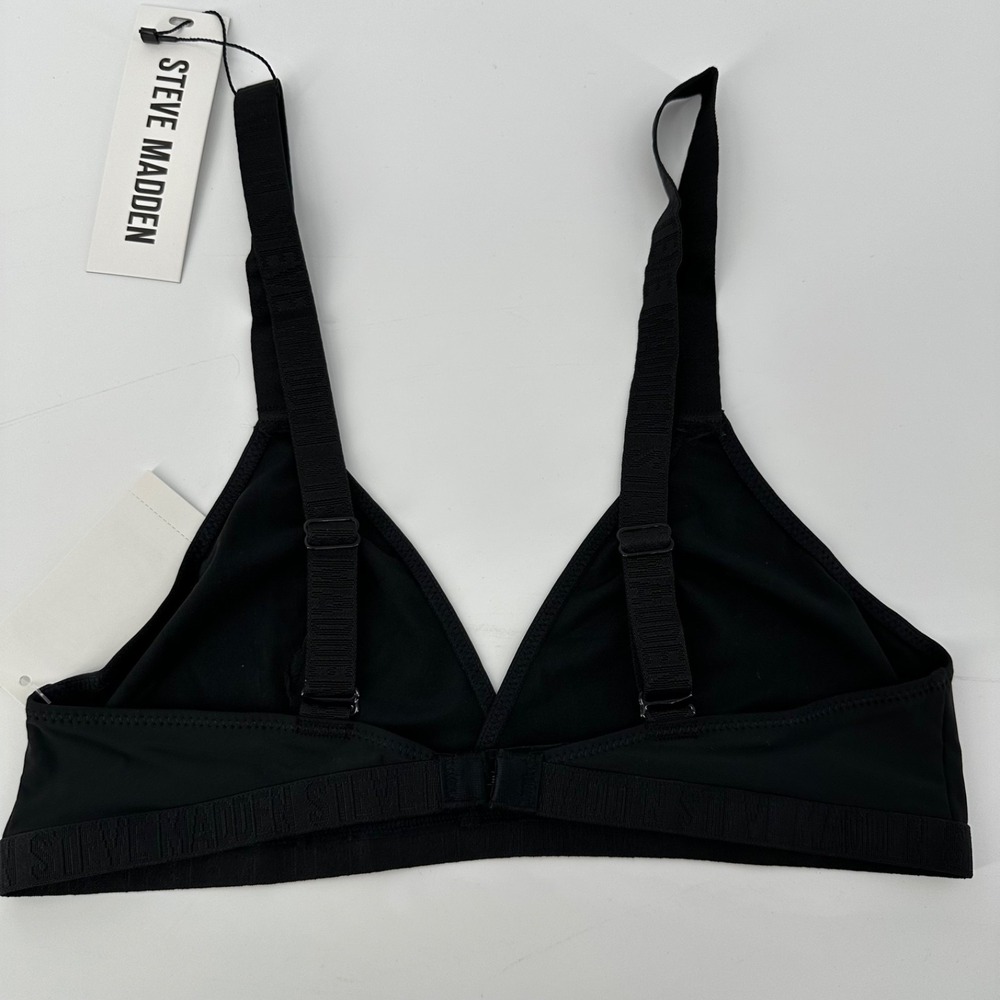 Steve Madden Bralette Top Size L Women's Black Triangle X Back NWT - Picture 2 of 5